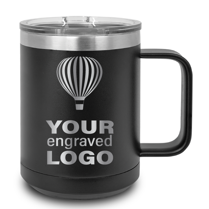 Custom Travel Coffee Mug, Laser Engraved, 16 oz Stainless Steel