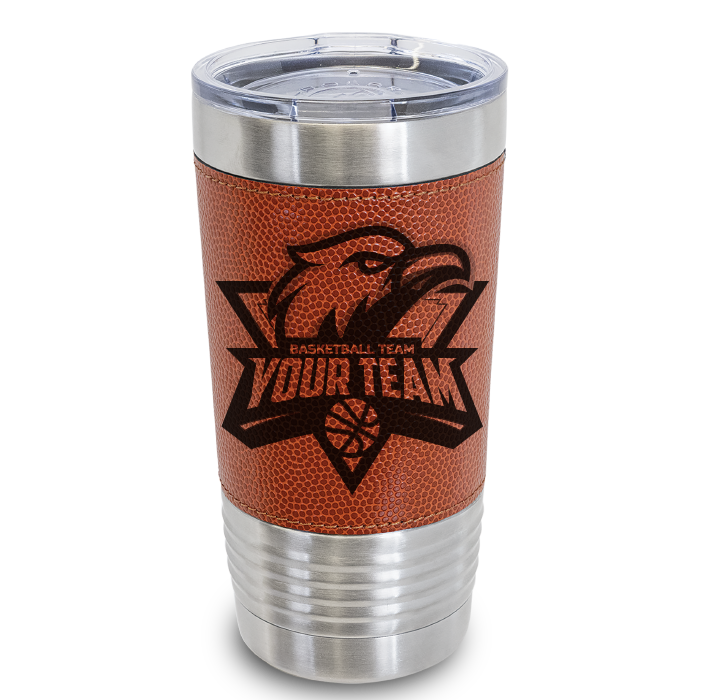 20 oz Basketball Leather Tumblers -Mix & Match- Bulk Wholesale Personalized Engraved or Full Color Print Logo