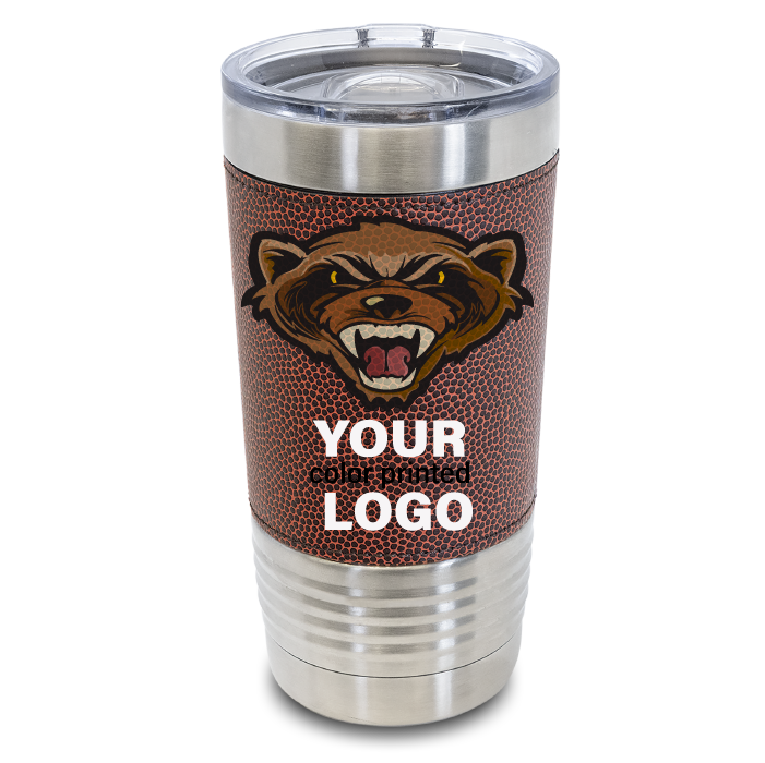 20 oz Football Leather Tumblers -Mix & Match- Bulk Wholesale Personalized Engraved or Full Color Print Logo