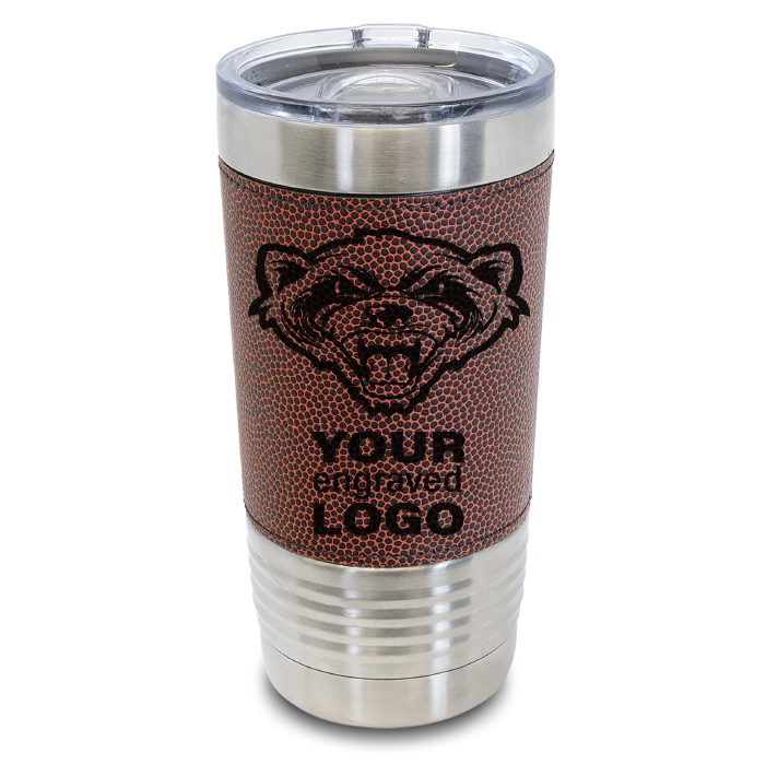 20 oz Football Leather Tumblers -Mix & Match- Bulk Wholesale Personalized Engraved or Full Color Print Logo