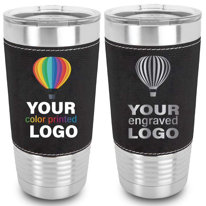 20 oz Leatherette (Faux Leather) Tumblers -Mix & Match- Bulk Wholesale Personalized Engraved or Full Color Print Logo