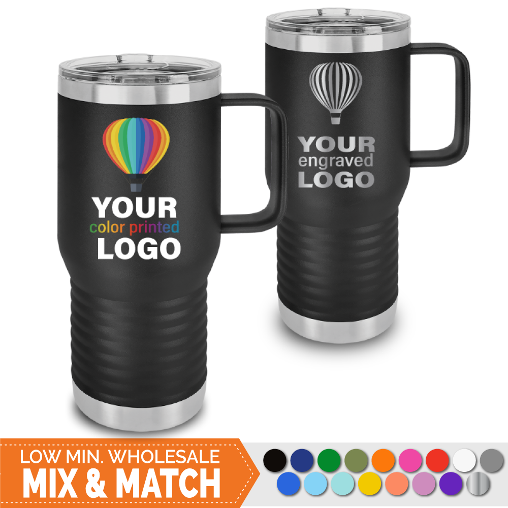 Wholesale Logo Engraved 20oz Handle Insulated Travel Tumblers 20.50