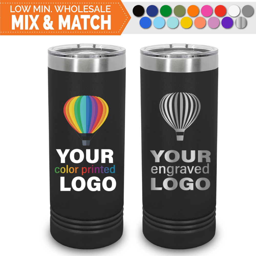 Wholesale Logo Engraved 22oz Skinny Insulated Bulk Tumblers 16.00