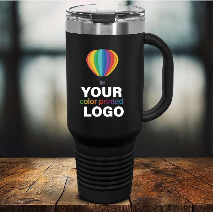 40 oz Handled Snap Lid Tumblers -Mix & Match- Bulk Wholesale Personalized Engraved or Full Color Print Logo