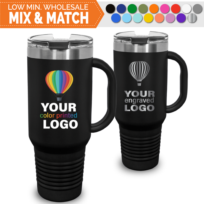 Wholesale Logo Engraved 40oz Handled Insulated Bulk Tumblers