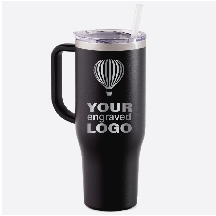 Customized 40 oz Tumbler with Handle and Straw Lid Stainless Steel