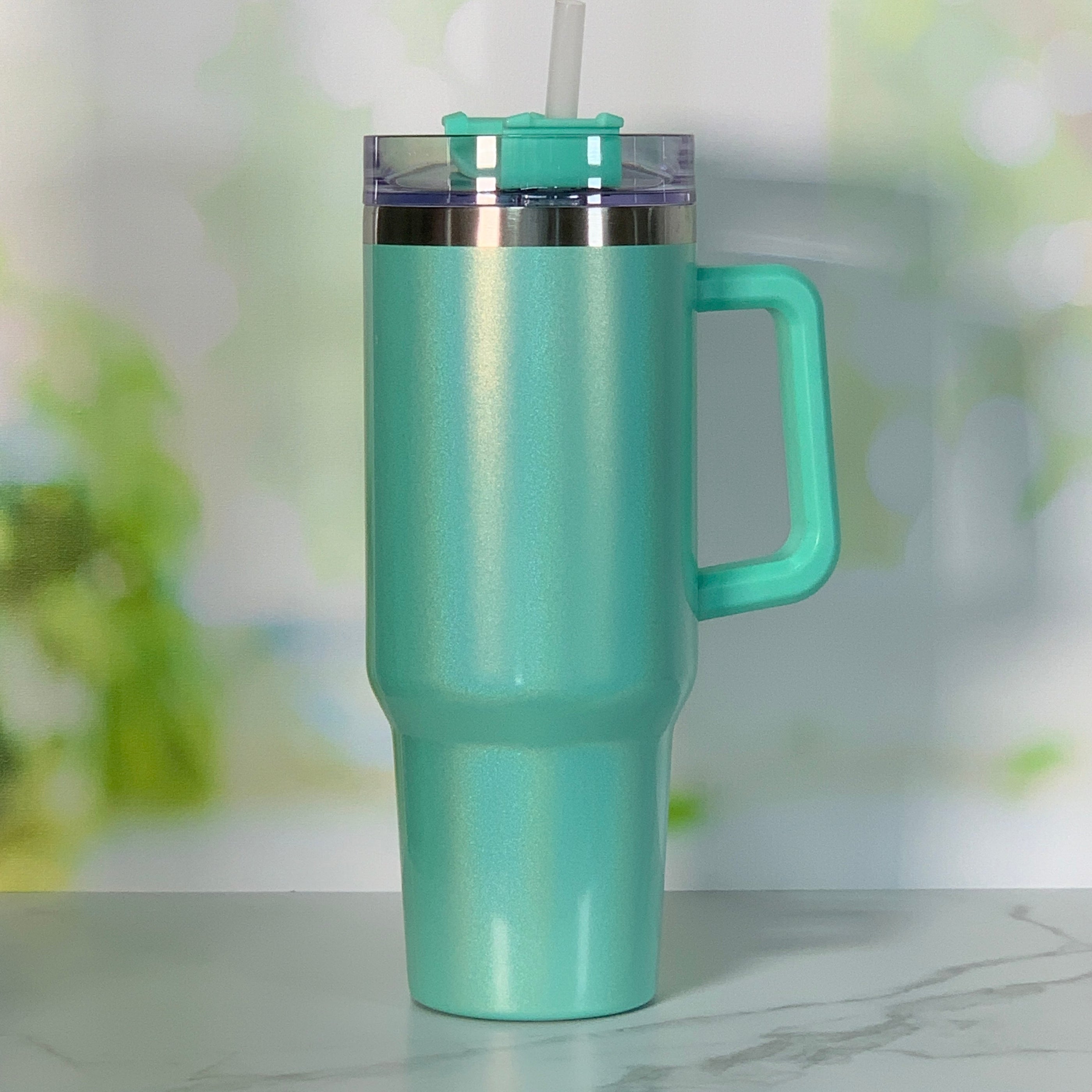 40 oz Stainless Steel Insulated Tumbler with Handle and ScrewTop Slid
