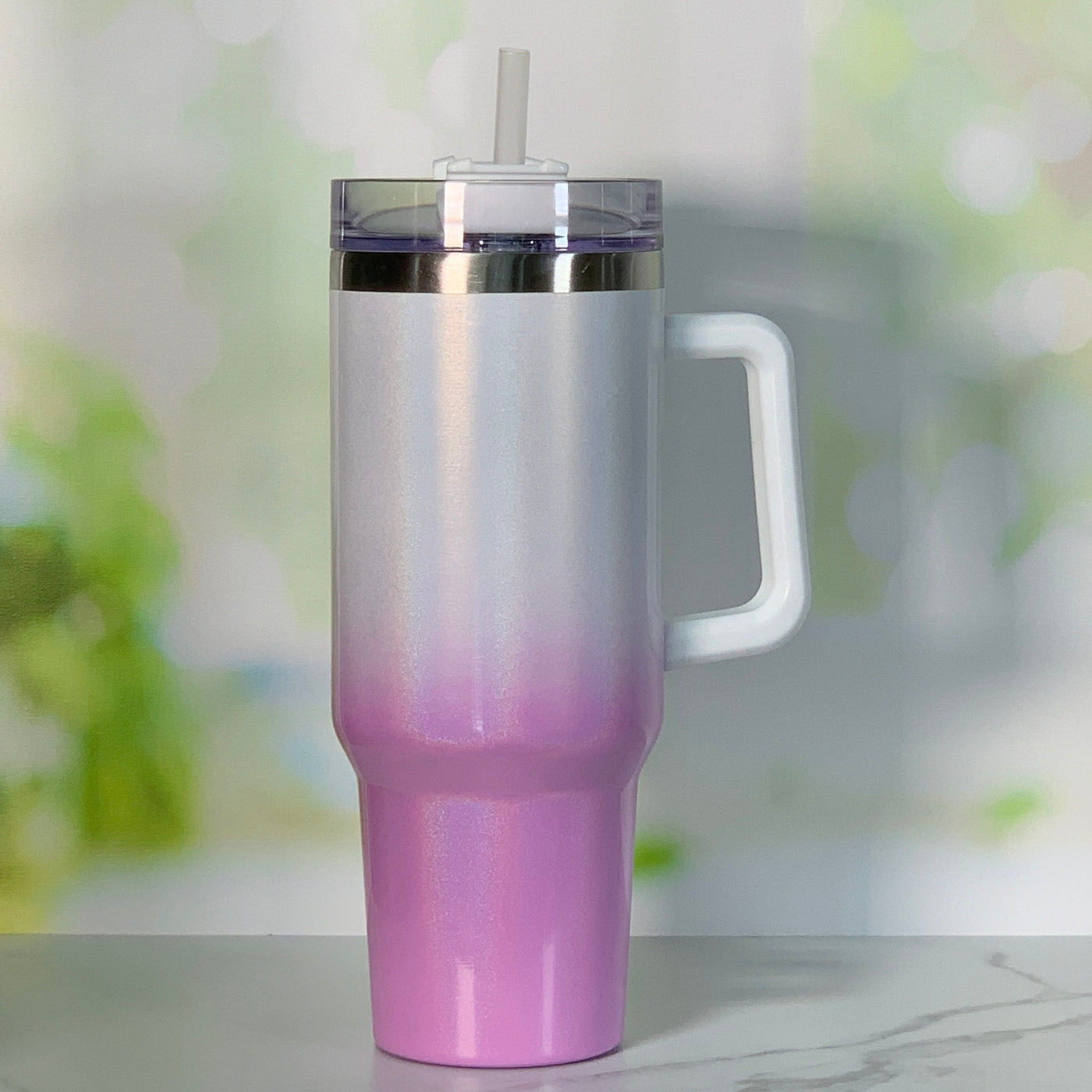 40 oz Stainless Steel Insulated Tumbler with Handle and Screw-Top Slid ...