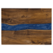 Wooden serving board with  blue resin running horizontally through it