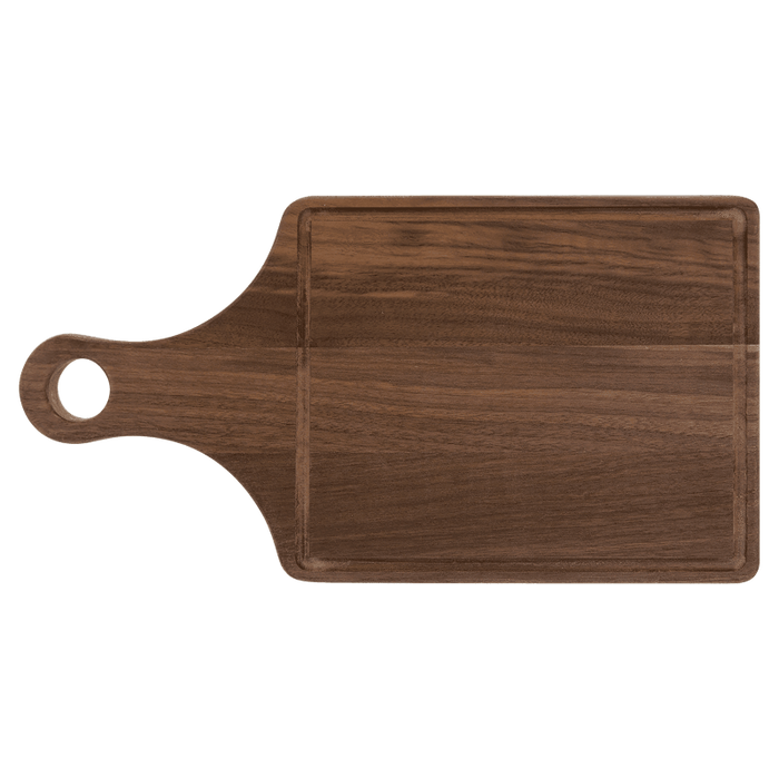 GFT494-walnut paddle cutting board with drip ring wholesale bulk wood