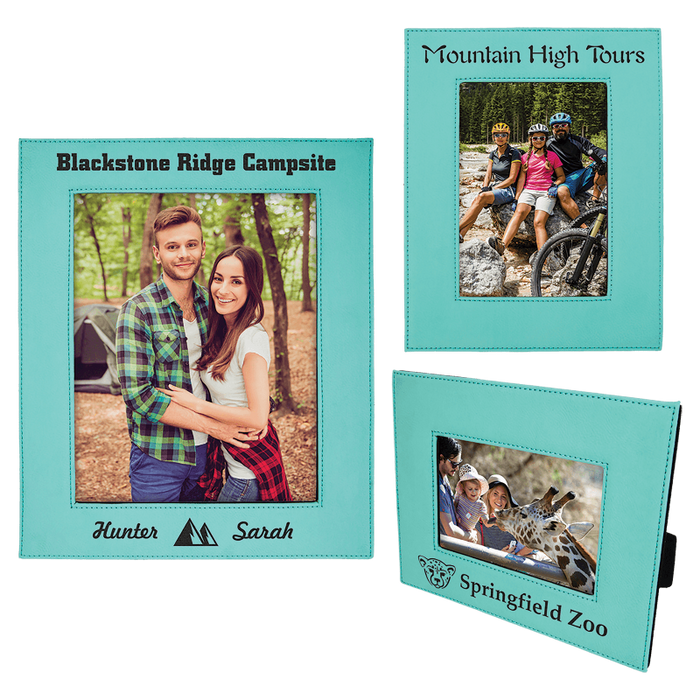 LLF1257 Teal Engraveable 5x7 Leatherette Photo Frame 