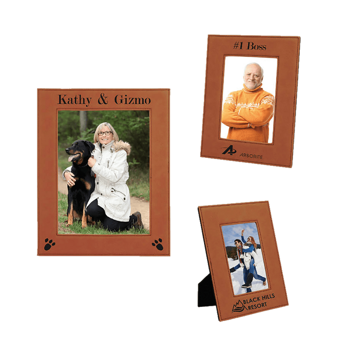 LLF457 RawhideLLF557 Gray Engraveable 5x7 Leatherette Photo Frame