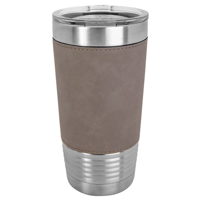 Case of 24 Blank 20 oz Faux Leather Tumbler, Insulated Stainless Steel + Lid
