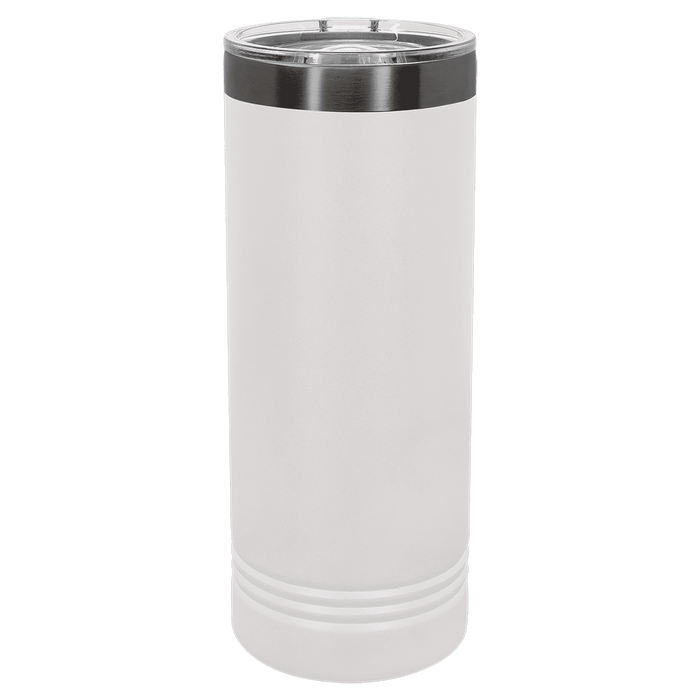 Vasos SureGrip aislados de acero inoxidable delgados de 22 oz, en blanco, tapa de camello polar