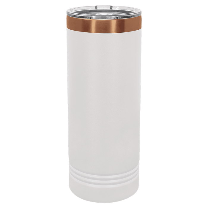 Vasos SureGrip aislados de acero inoxidable delgados de 22 oz, en blanco, tapa de camello polar