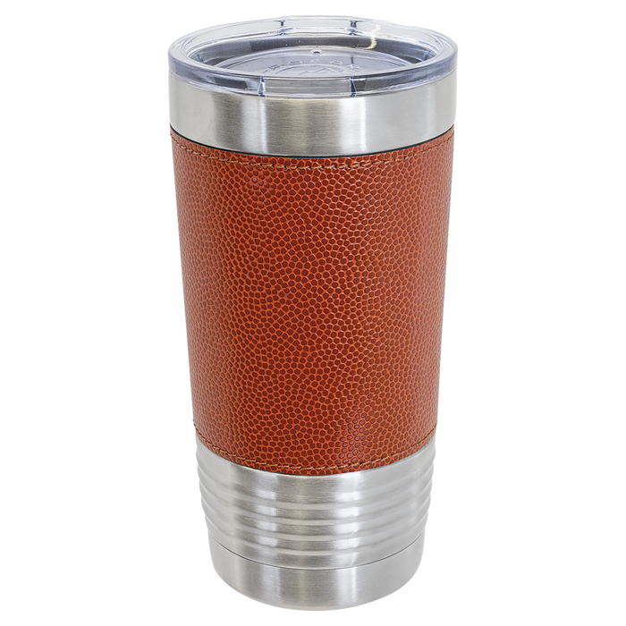 Sports Basketball or Football Leatherette Tumbler - Stainless Steel Insulated Travel Mug