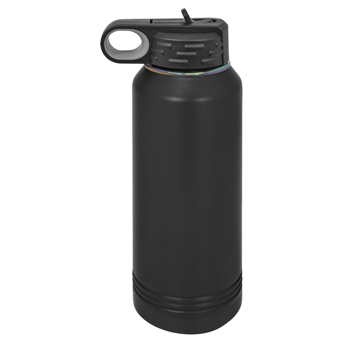Botella de agua deportiva aislada en blanco con recubrimiento de polvo de acero inoxidable de 32 oz Polar Camel