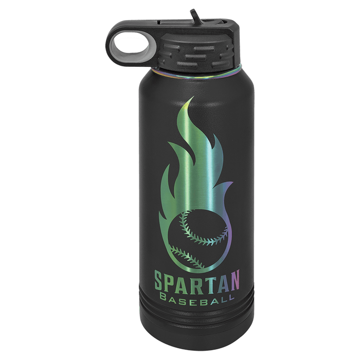 Botella de agua deportiva aislada en blanco con recubrimiento de polvo de acero inoxidable de 32 oz Polar Camel