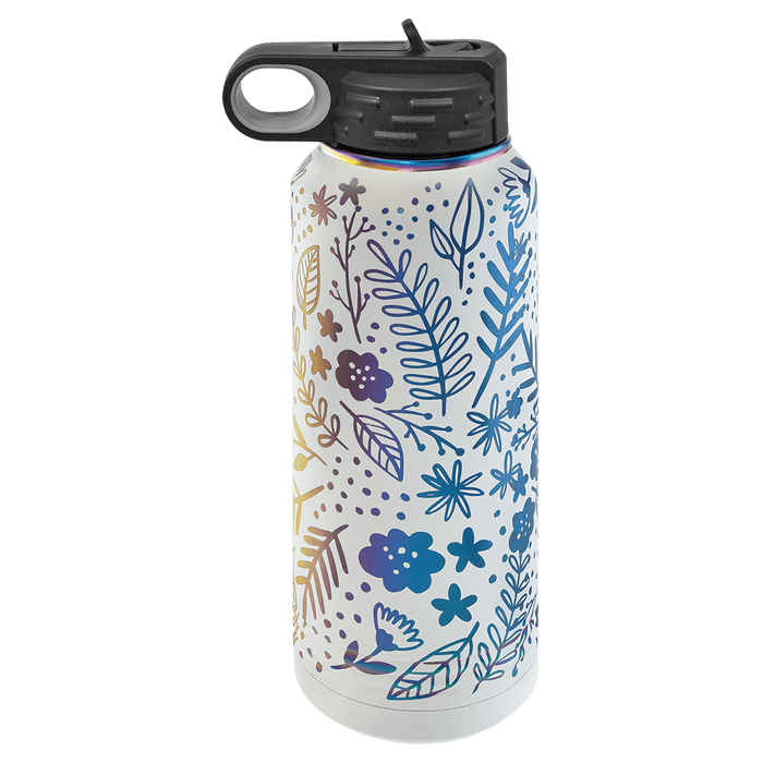 Botella de agua deportiva aislada en blanco con recubrimiento de polvo de acero inoxidable de 32 oz Polar Camel