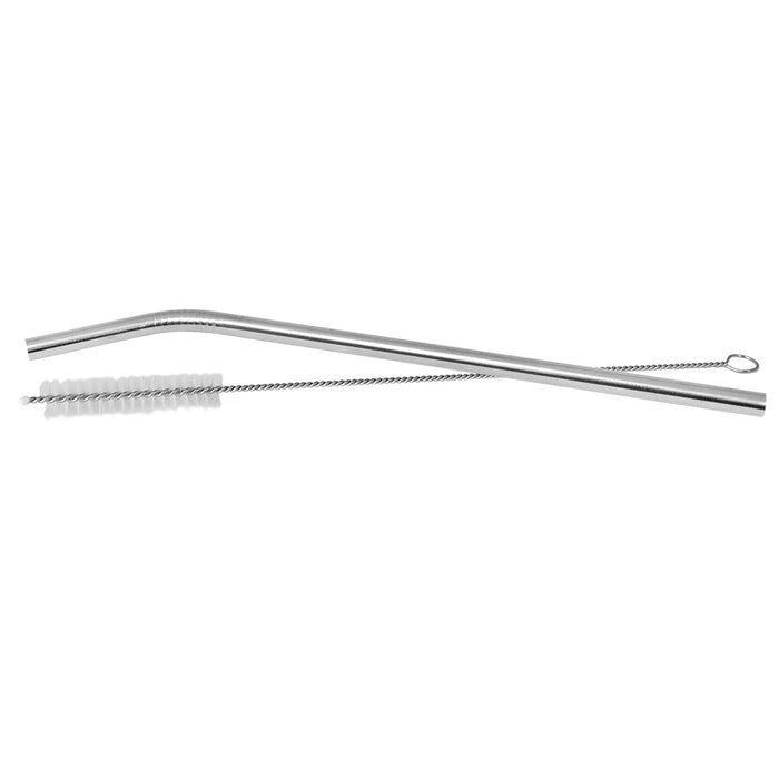 10" bent stainless steel straw set with cleaning brush
