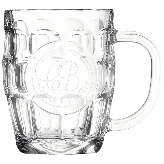 20 oz Dimpled Beer Mug with Handle and Circle Engraving Area