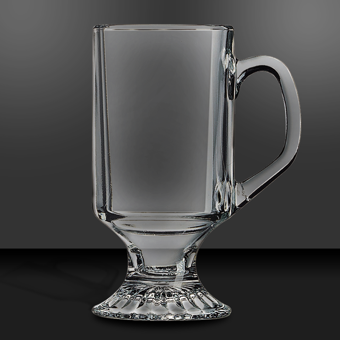 10 oz Clear Glass Footed Coffee Mug