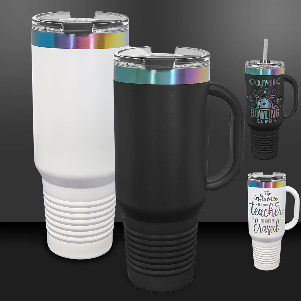 Rainbow Prism Ion-Plated Polar Camel 40 oz. Travel Mug with Handle