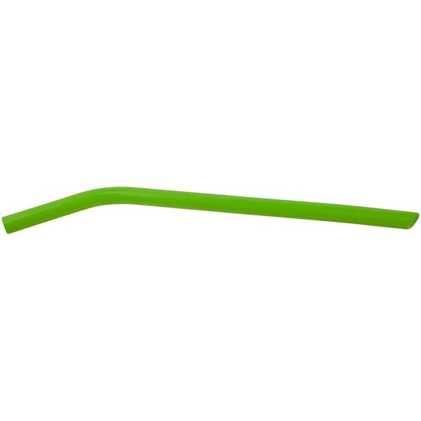 Green 10" bent silicone reusable straw