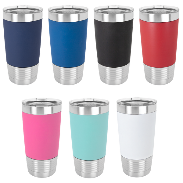 Blank 20 oz Silicone Wrap Insulated Wholesale Tumbler + Lid Red (engraves white)