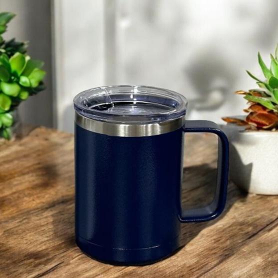 CLEARANCE SALE - 15 oz  Stainless Steel Insulated Polar Camel Coffee Mug Overstock Sale - Navy and White