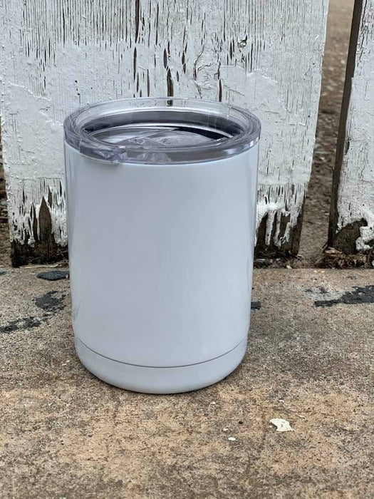 10 oz SUBLIMATION Blank Stainless Steel Insulated Lowball Rocks Tumbler with Lid