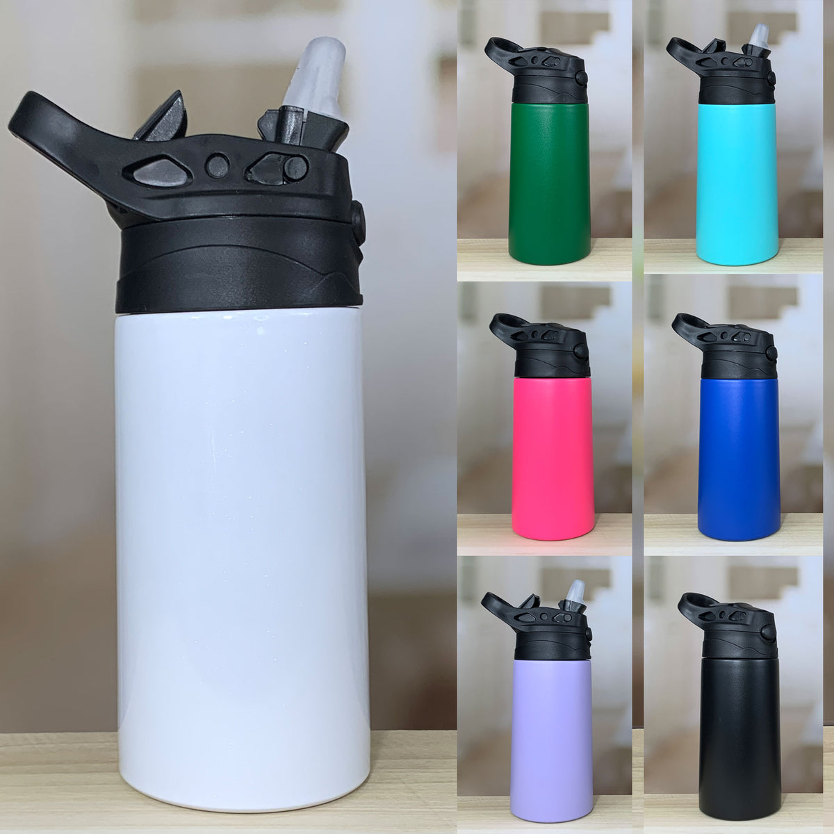 12 oz Vacuum Insulated Stainless Steel Sport Kids Bottle - Powder