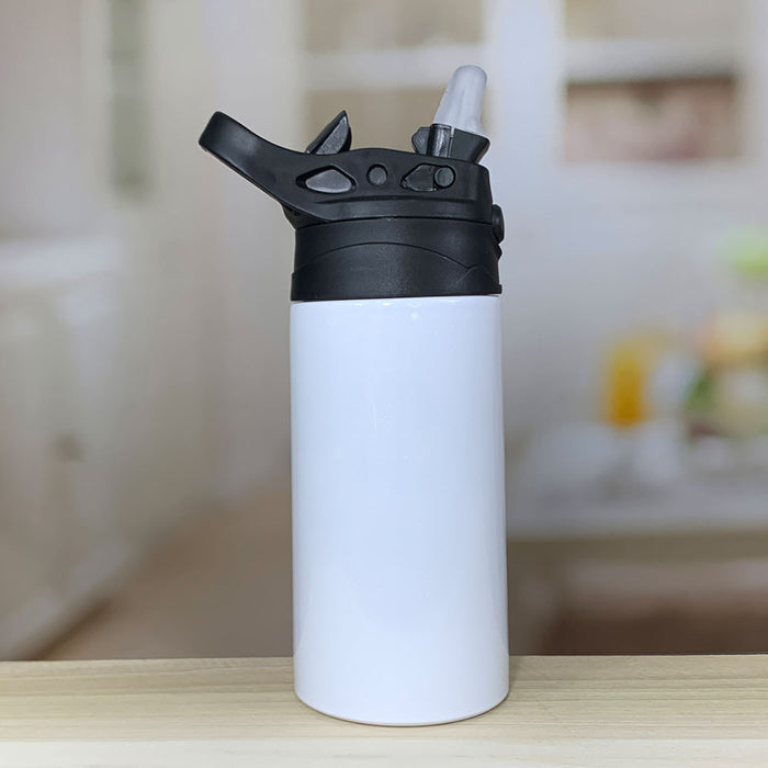 Kids Water Bottle with Straw 12 oz Stainless Steel Double Walled Vacuum  insulated Leakproof Toddler Cup 