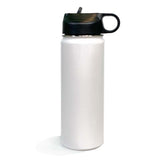 Botella deportiva de 18 oz con pajita - Vasos aislados de acero inoxidable en blanco