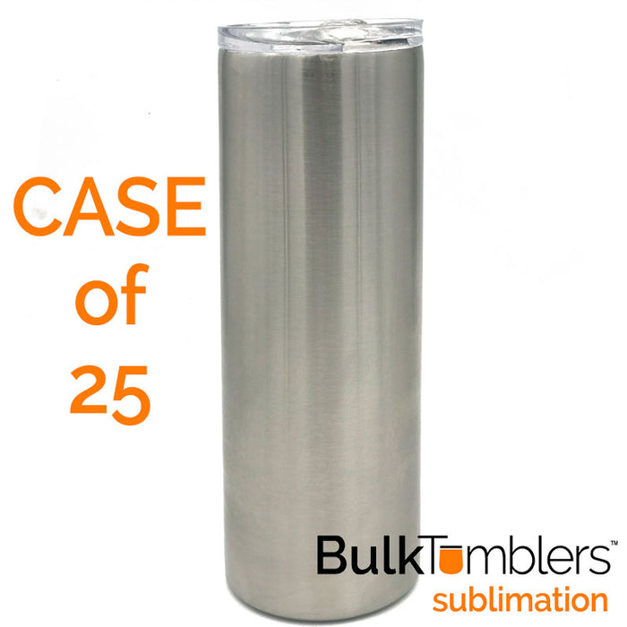 20oz SKINNY Sublimation Tumbler - Straight Skinny Stainless Steel Insulated Blank Tumblers with Lid and Straw