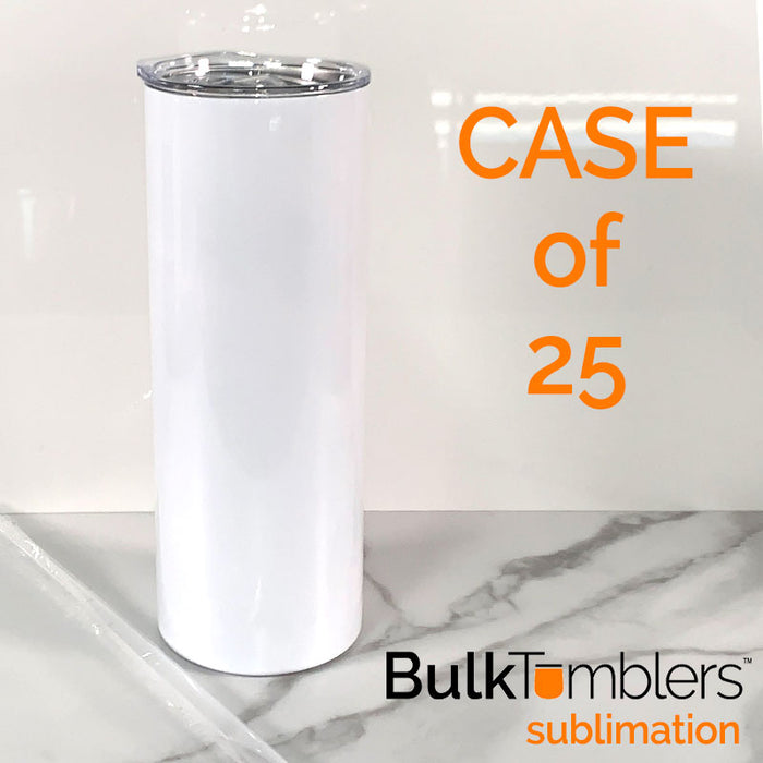 20oz SKINNY Sublimation Tumbler - Straight Skinny Stainless Steel Insulated Blank Tumblers with Lid and Straw