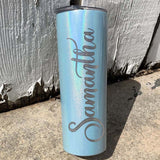 20 oz Skinny Holographic Glitter Insulated Tumbler Laser Engraved with Logo or Blank
