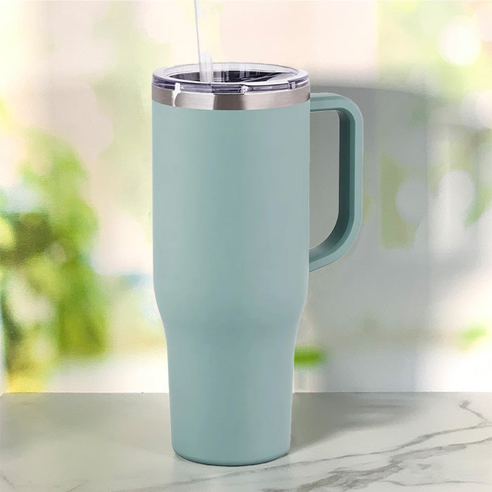 Double Wall Stainless Steel Vacuum Tumbler With Handle 40oz Mint