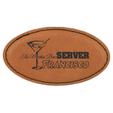 Oval Name Badge - Laser Engraved Faux Leather