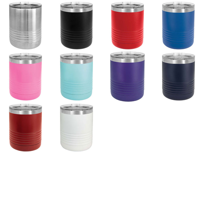 Blank 10 oz Lowball Highball Glass - Insulated Stainless Steel Rocks Tumblers + Lid