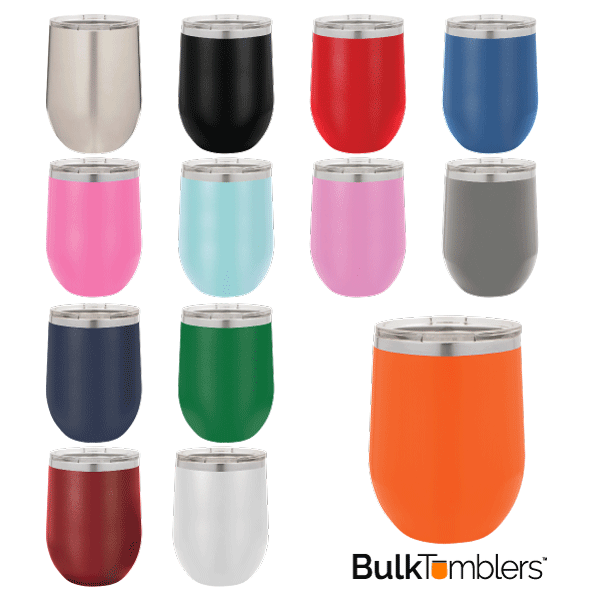 12 oz Blank Stainless Steel Insulated Stemless Wine Tumbler with