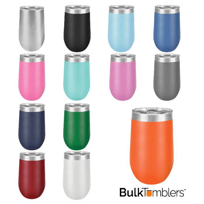 COKTIK 16 Pack 12oz Wine Tumbler with Lid Stemless Insulated Wine
