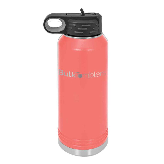 Botella de agua con logotipo personalizado de 32 oz grabada con láser en acero  aislado — Bulk Tumblers