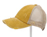 Authentic Mustard Yellow CC Beanie CrissCross High Ponytail Trucker Hat Distressed Wash Denim Baseball Cap