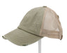 Authentic Olive Green CC Beanie CrissCross High Ponytail Trucker Hat Distressed Wash Denim