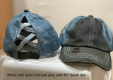 Authentic White CC Beanie CrissCross High Ponytail Trucker Hat Lavado desgastado Denim