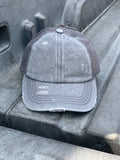 Auténtico gris CC Beanie CrissCross High Ponytail Trucker Hat Lavado desgastado Denim