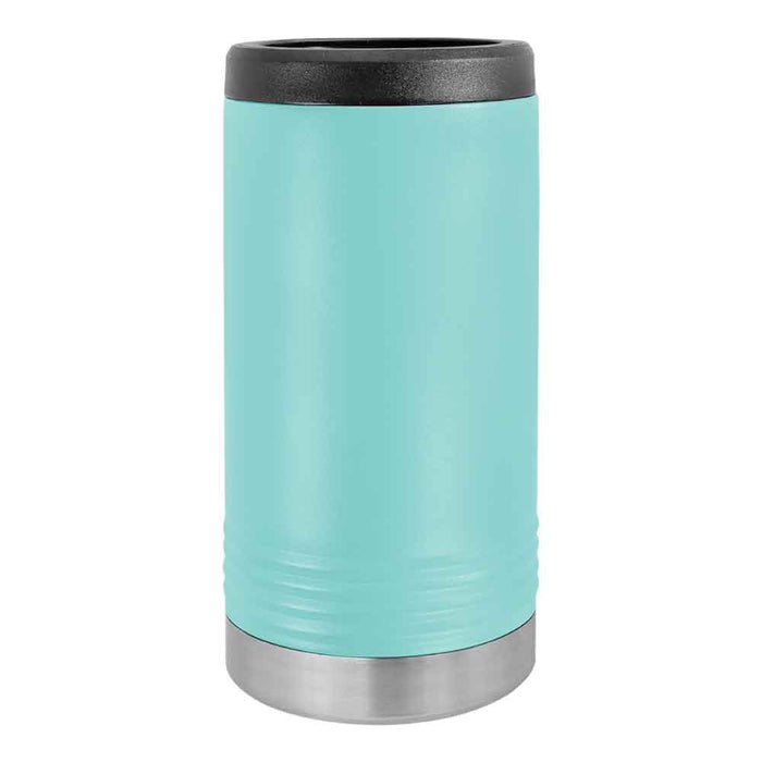 Portavasos delgado en blanco para latas delgadas - Enfriador de latas aislado de acero inoxidable