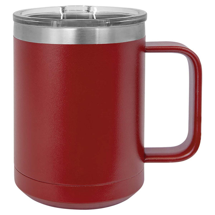 Insulated Coffee Mug Stainless Steel Coffee Mug with Lid Handle Double Wall Vacuum Travel Mug Camping Tumbler Cup Men Women 15.2 oz, Size: 8.5, Orange