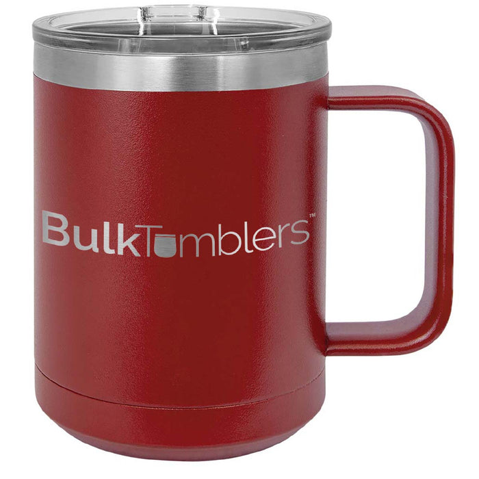 15 oz  Stainless Steel Insulated  Coffee Mug Personalized  Laser Engraved Logo Slider Lid